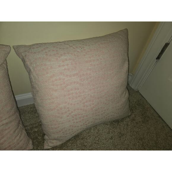 Set of 2 Antonio Salgado 20x20 Blush Pink Jacquard Throw Pillow Made in Portugal - Picture 3 of 4